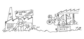 Auswirkungen (4). Cartoon: Gebäudeversicherung Zürich / tal-cartoons